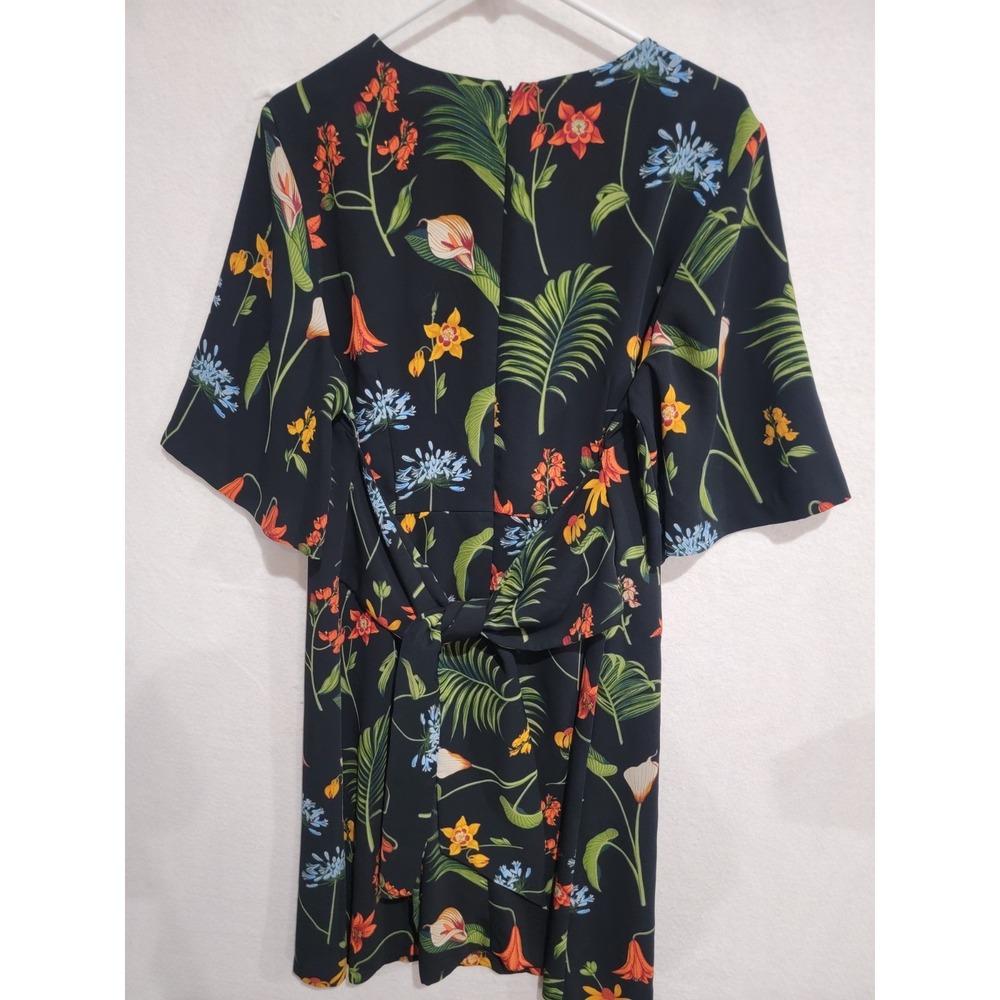 Ann Taylor Botanical Floral Print Back Tie Flutter Sleeve Black Midi Dress‎ 14 - Picture 6 of 11